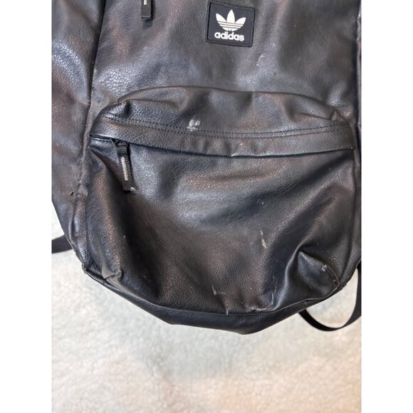 Adidas Black Faux Leather Backpack With Dual Zipper Pockets - Picture 5 of 8